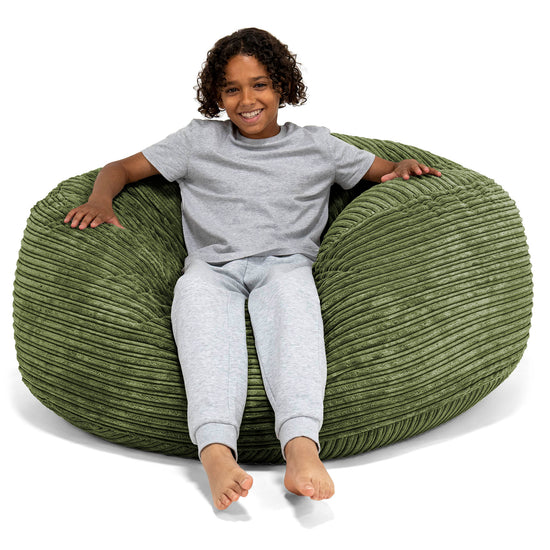 Super Bequemer Riesen Kindersitzsack 6-14 Jahre - Cord Nadelwaldgrün 01