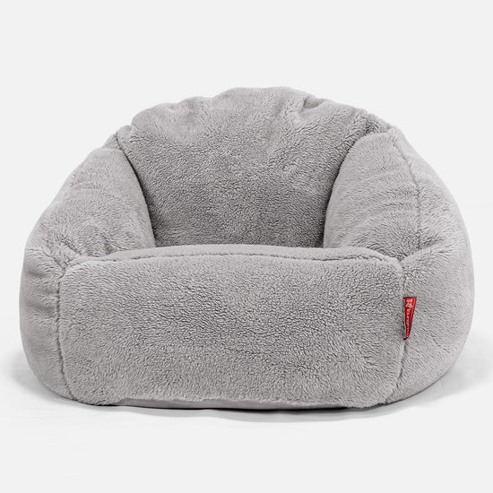 Bubble Sitzsack Sessel - Teddy Kunstfell Mittelgrau 01