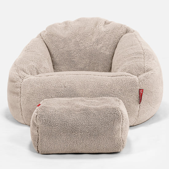 Bubble Sitzsack Sessel - Teddy Kunstfell Nerzfarben 02