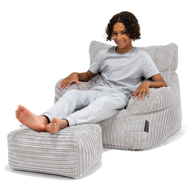 Sitzsack Sessel für Teenager 6-14 Jahre - Cord Silber 01