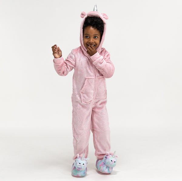Weicher Fleece Einhorn-Onesie für Kinder Fabric Close-up Image
