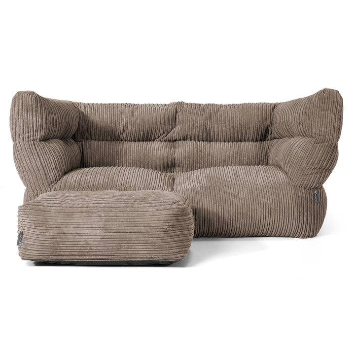 2-Sitzer Louis Sitzsacksofa - Cord Beigegrau 02