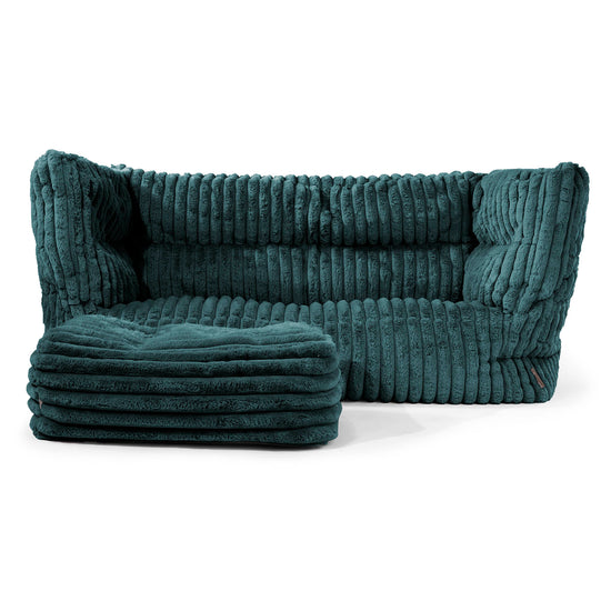 2-Sitzer Louis Sitzsacksofa - Ultra Plüsch Cord Blaugrün 02