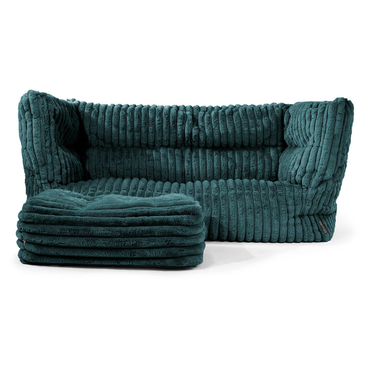 2-Sitzer Louis Sitzsacksofa - Ultra Plüsch Cord Blaugrün 02