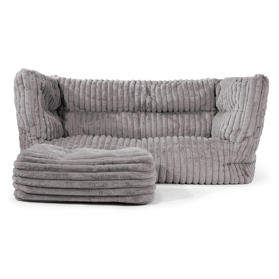 2-Sitzer Louis Sitzsacksofa - Ultra Plüsch Cord Grau 02