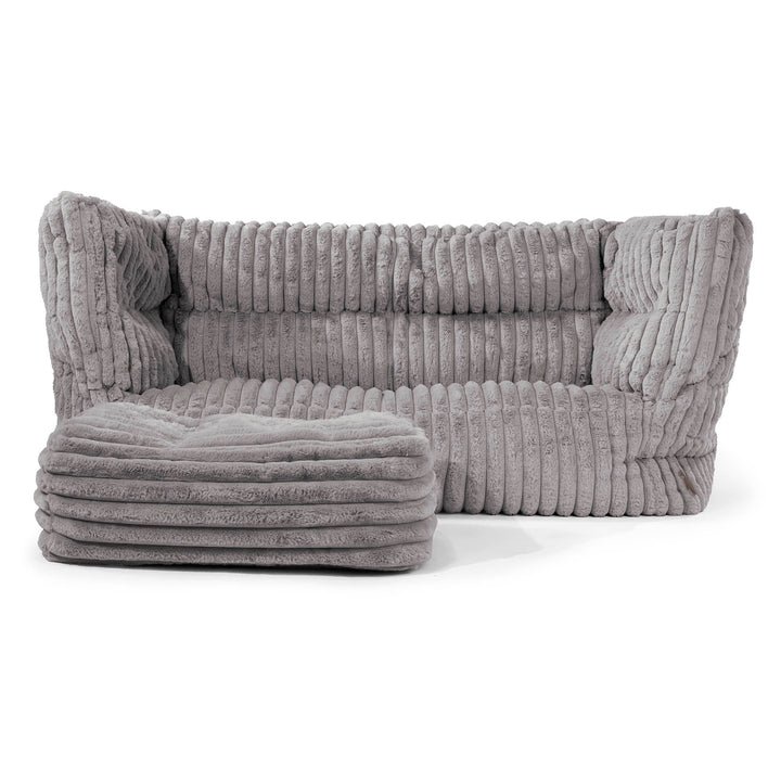 2-Sitzer Louis Sitzsacksofa - Ultra Plüsch Cord Grau 02