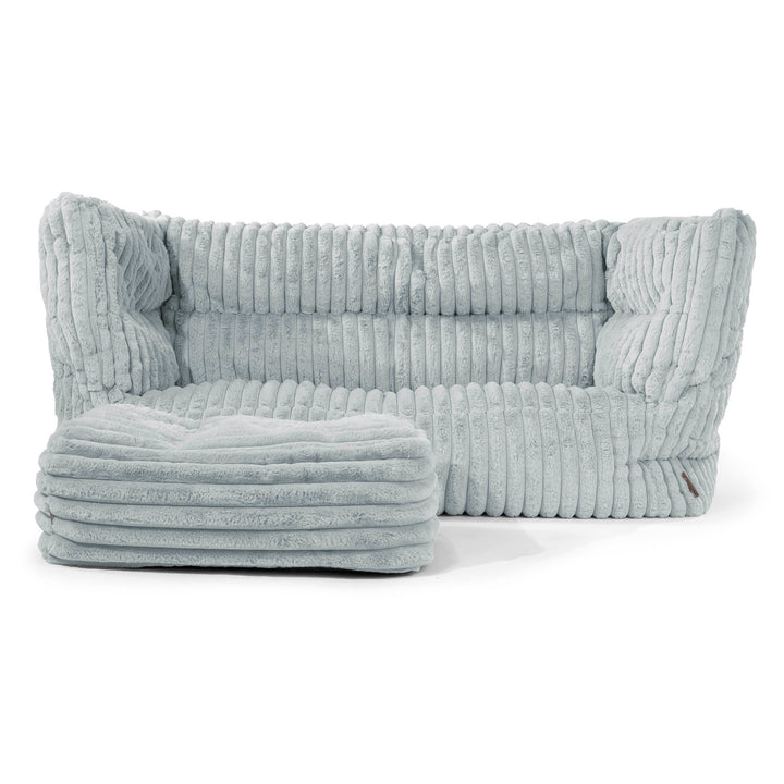 2-Sitzer Louis Sitzsacksofa - Ultra Plüsch Cord Taubenblau 02