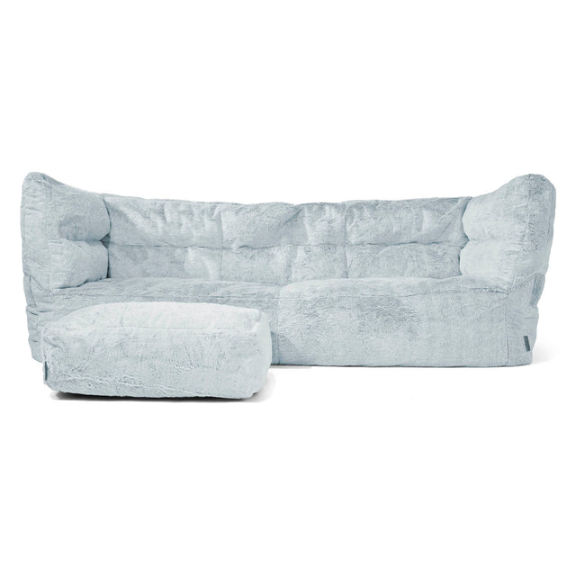 3-Sitzer Louis Sitzsacksofa - Kaninchen Kunstfell Pastellblau 02