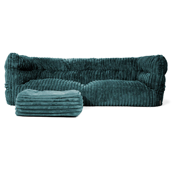 3-Sitzer Louis Sitzsacksofa - Ultra Plüsch Cord Blaugrün 02
