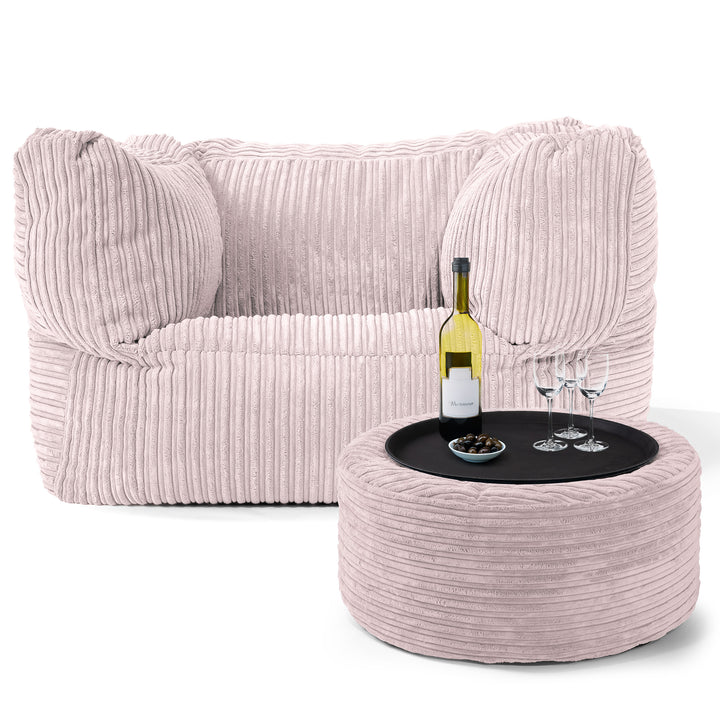 Albert Sitzsack Ohrensessel - Cord Rosa 02