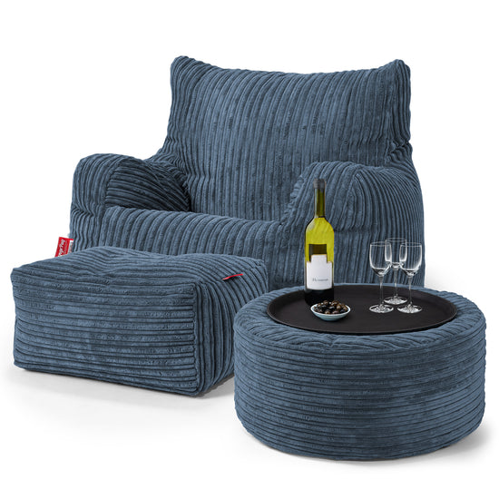 Josephine Sitzsack Ohrensessel - Cord Marineblau 03