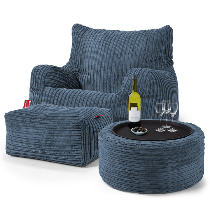 Josephine Sitzsack Ohrensessel - Cord Marineblau 03