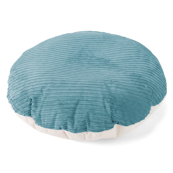Flexforma Runder Kinder-Sitzsack als Bodenkissen 2-14 Jahre - Bouclé & Cord Türkis 01