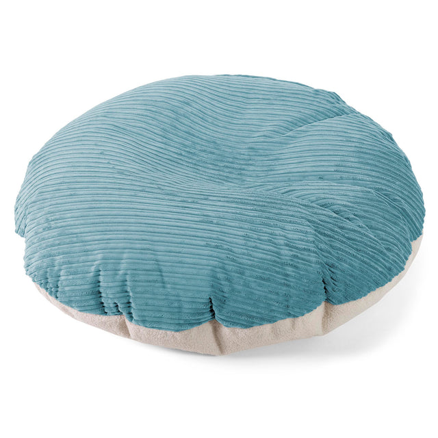 Flexforma Runder Sitzsack als Bodenkissen für Erwachsene - Bouclé & Cord Türkis 01