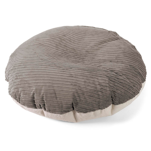 Flexforma Runder Sitzsack als Bodenkissen für Erwachsene - Bouclé & Cord Graphitgrau 01
