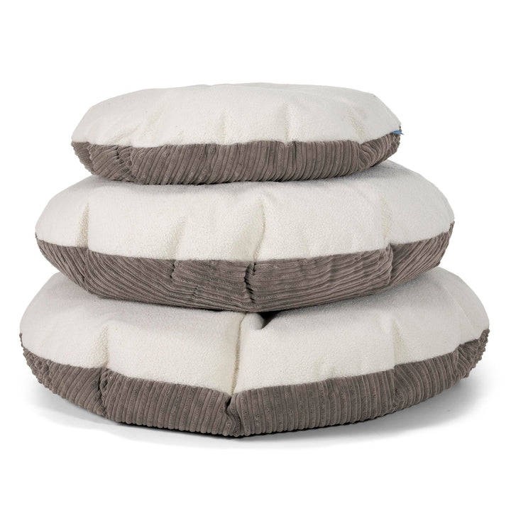 Flexforma Runder Sitzsack als Bodenkissen für Erwachsene - Bouclé & Cord Graphitgrau 03
