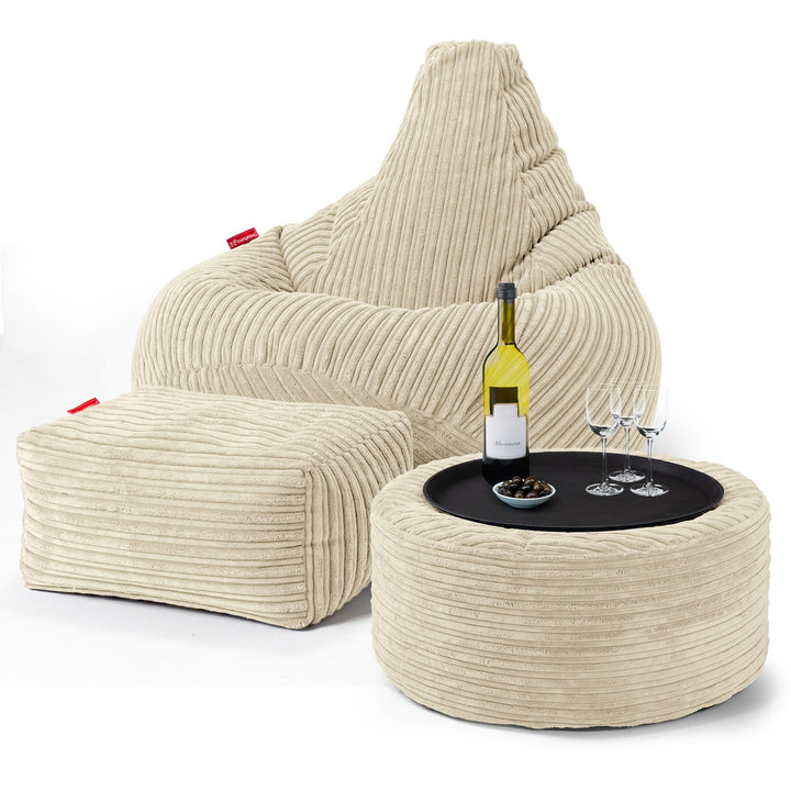 Gaming Sitzsack Sessel - Cord Creme 03