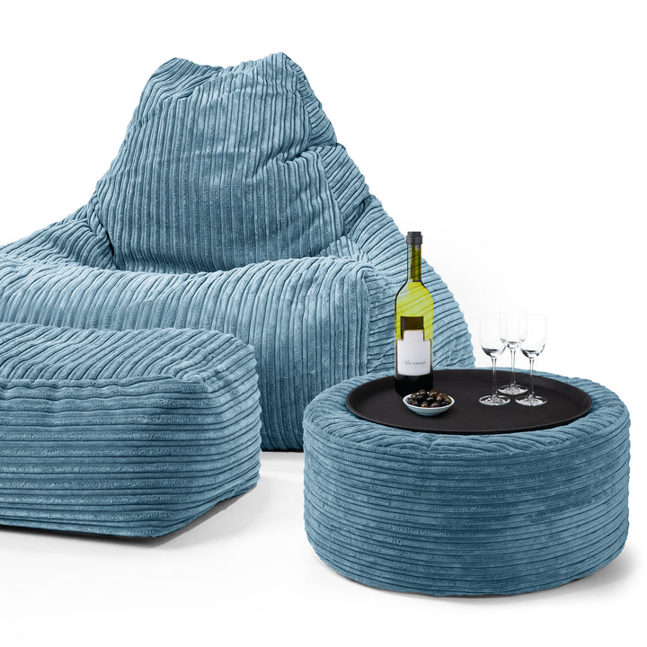 Sitzsack Lounge Sessel - Cord Türkis 03