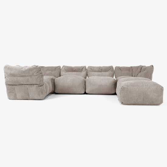5-Sitzer Modulares Sofa-Set mit Récamiere rechts - Cord Beigegrau 01