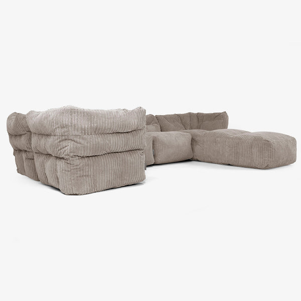 5-Sitzer Modulares Sofa-Set mit Récamiere rechts - Cord Beigegrau 01