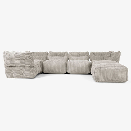 5-Sitzer Modulares Sofa-Set mit Récamiere rechts - Cord Nerzfarben 01