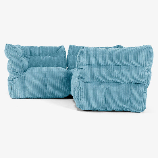 3-Sitzer Modulares Ecksofa-Set - Cord Türkis 02