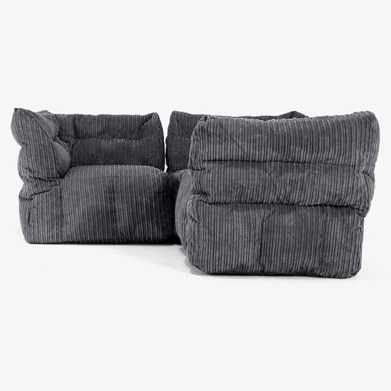 3-Sitzer Modulares Ecksofa-Set - Cord Schwarz 02
