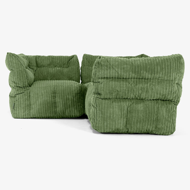 3-Sitzer Modulares Ecksofa-Set - Cord Nadelwaldgrün 02