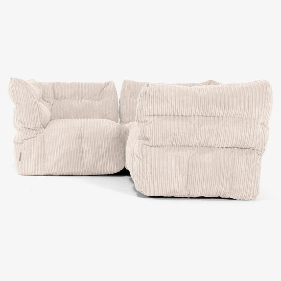 3-Sitzer Modulares Ecksofa-Set - Cord Elfenbein 02