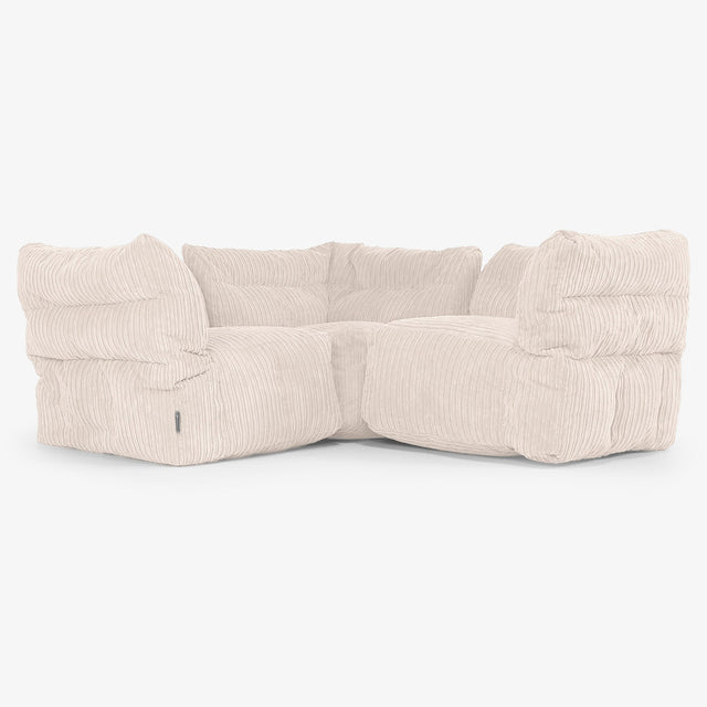 3-Sitzer Modulares Ecksofa-Set - Cord Elfenbein 01