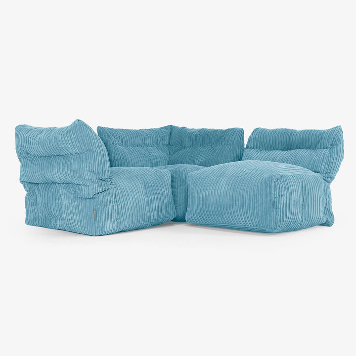 3-Sitzer Modulares Sofa-Set - Cord Türkis 03