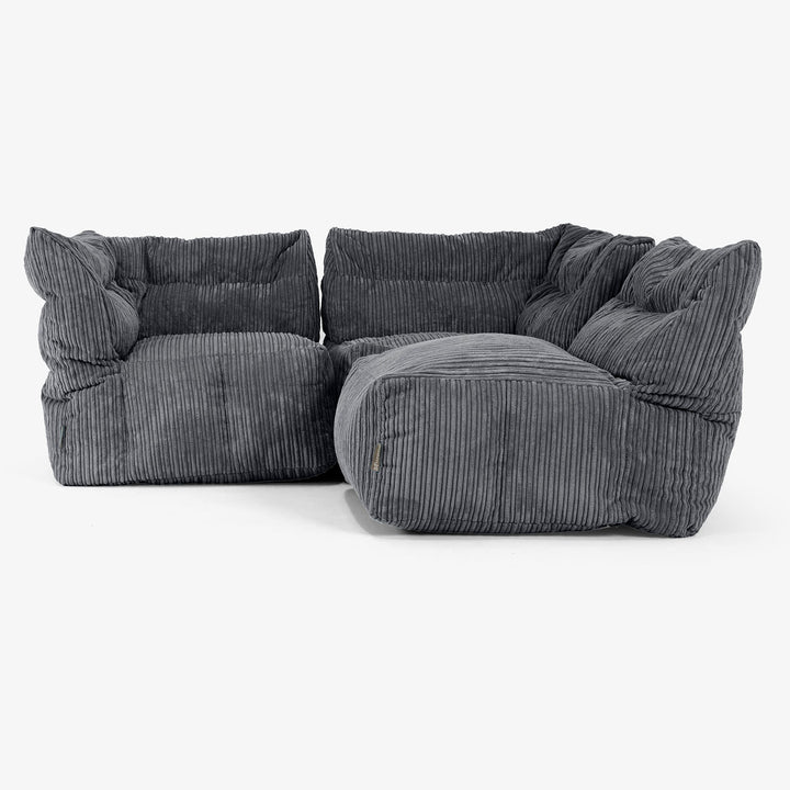 3-Sitzer Modulares Sofa-Set - Cord Schwarz 04