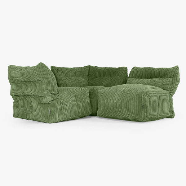 3-Sitzer Modulares Sofa-Set - Cord Nadelwaldgrün 01