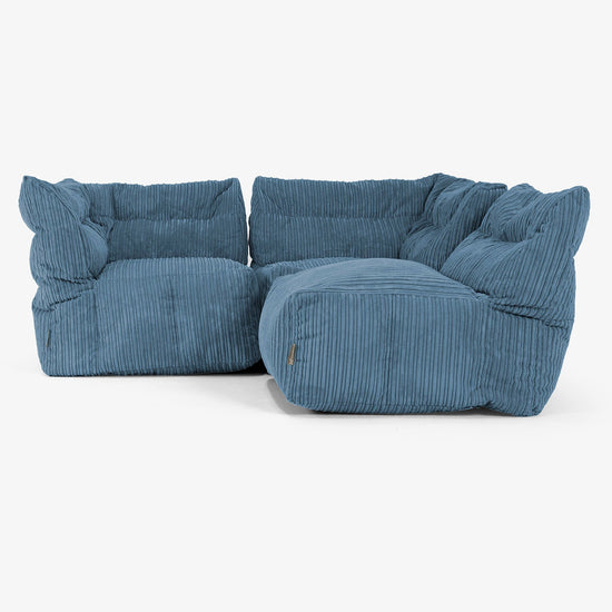 3-Sitzer Modulares Sofa-Set - Cord Marineblau 04