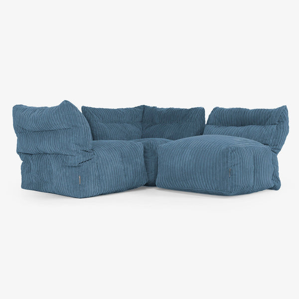 3-Sitzer Modulares Sofa-Set - Cord Marineblau 01