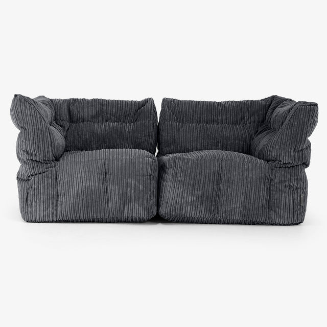 2-Sitzer Modulares Sofa-Set - Cord Schwarz 01
