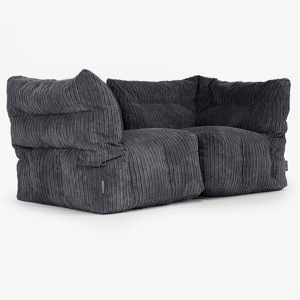 2-Sitzer Modulares Sofa-Set - Cord Schwarz 01