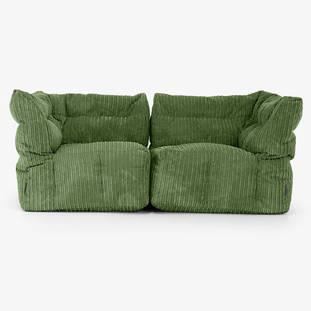 2-Sitzer Modulares Sofa-Set - Cord Nadelwaldgrün 01