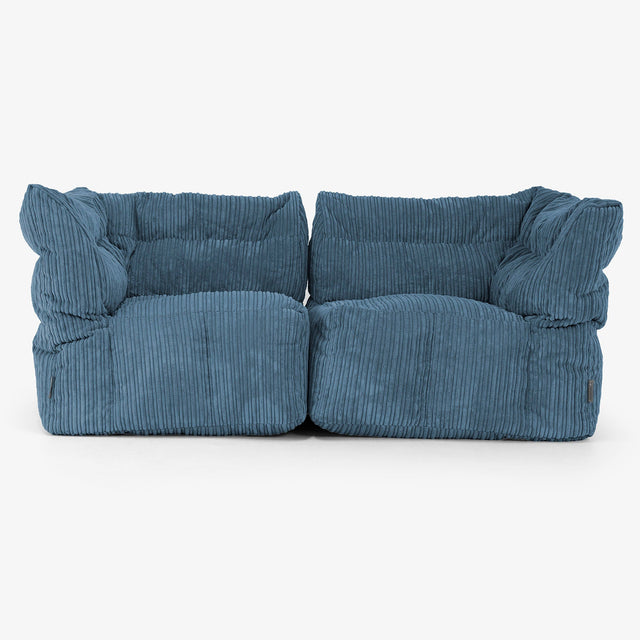 2-Sitzer Modulares Sofa-Set - Cord Marineblau 01