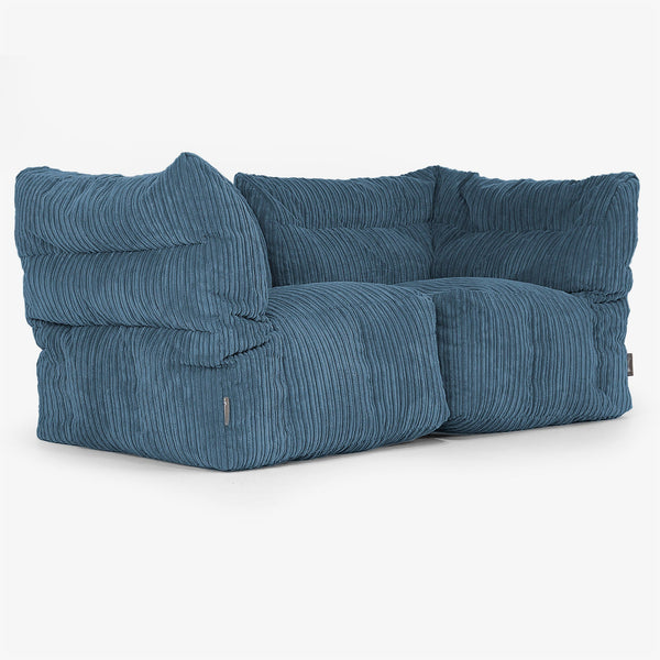 2-Sitzer Modulares Sofa-Set - Cord Marineblau 01