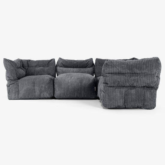 4-Sitzer Modulares Ecksofa-Set - Cord Schwarz 02