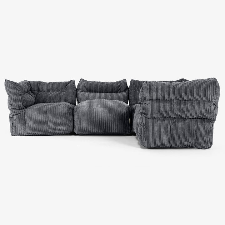 4-Sitzer Modulares Ecksofa-Set - Cord Schwarz 02