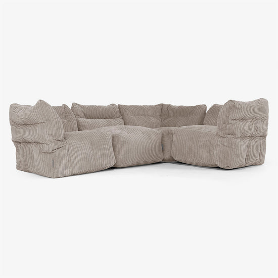 4-Sitzer Modulares Ecksofa-Set - Cord Beigegrau 01