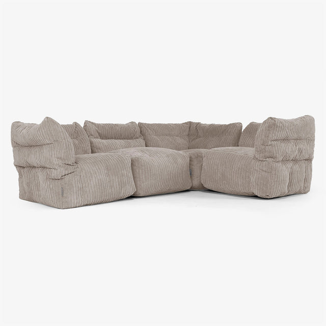 4-Sitzer Modulares Ecksofa-Set - Cord Beigegrau 01