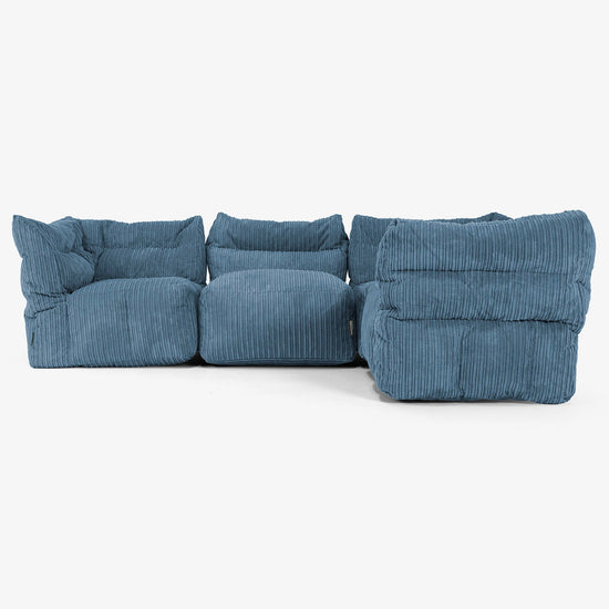4-Sitzer Modulares Ecksofa-Set - Cord Marineblau 02