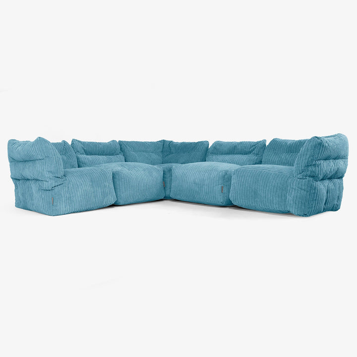 5-Sitzer Modulares Ecksofa-Set - Cord Türkis 01