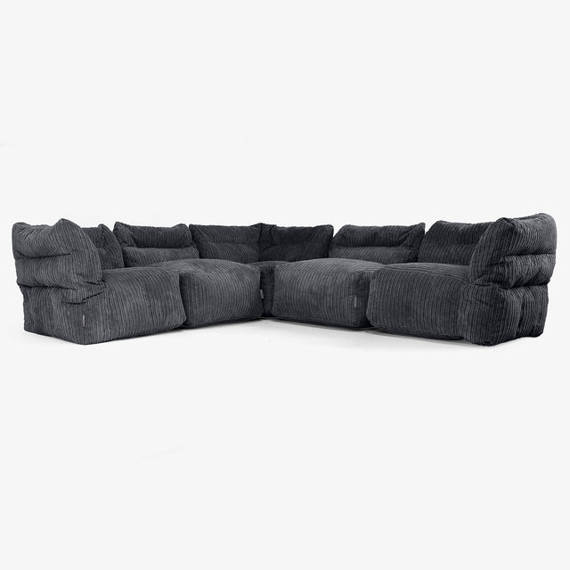 5-Sitzer Modulares Ecksofa-Set - Cord Schwarz 01