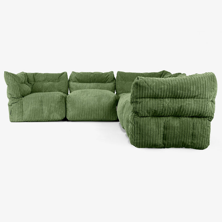 5-Sitzer Modulares Ecksofa-Set - Cord Nadelwaldgrün 02