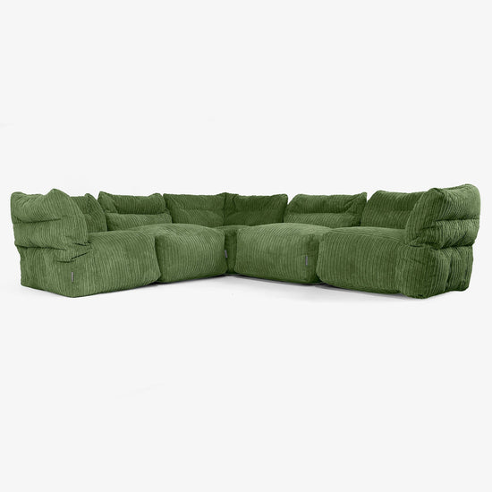 5-Sitzer Modulares Ecksofa-Set - Cord Nadelwaldgrün 01
