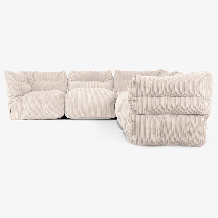 5-Sitzer Modulares Ecksofa-Set - Cord Elfenbein 02